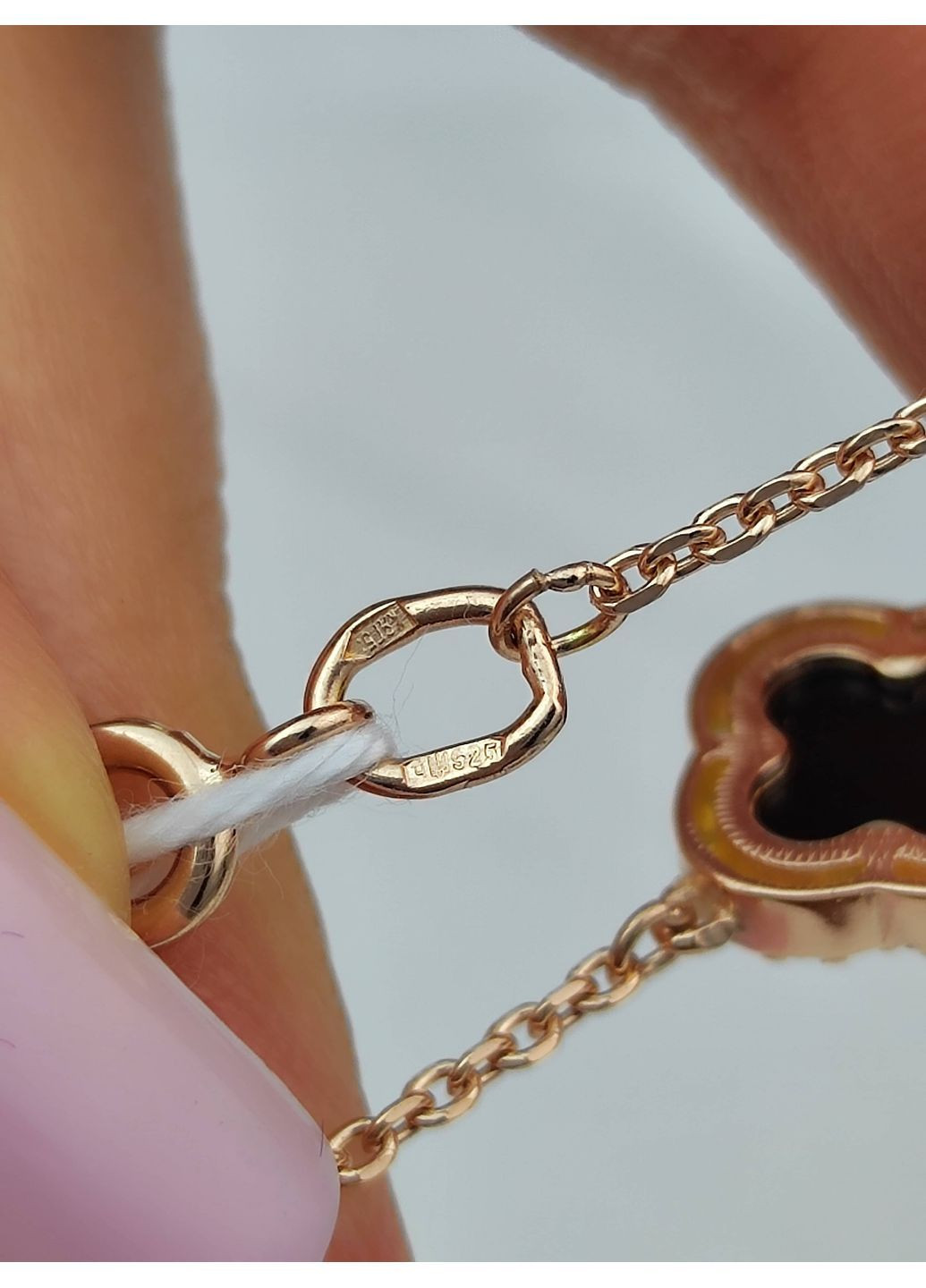 Браслет срібний 925 проби в позолоті - Конюшина з Оніксом та камінцями на 4 квітки No Brand (369136388)