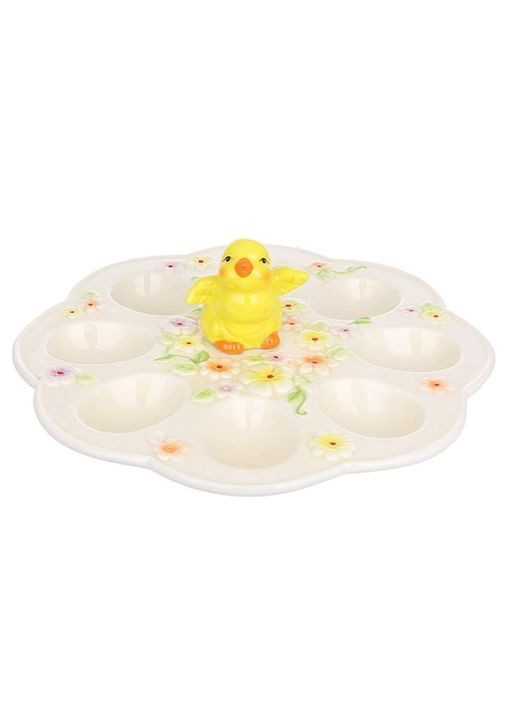 Підставка для яєць керамічна Курча в квітах на 8 яєць 24.5 см. 33738 Flora (344559285)
