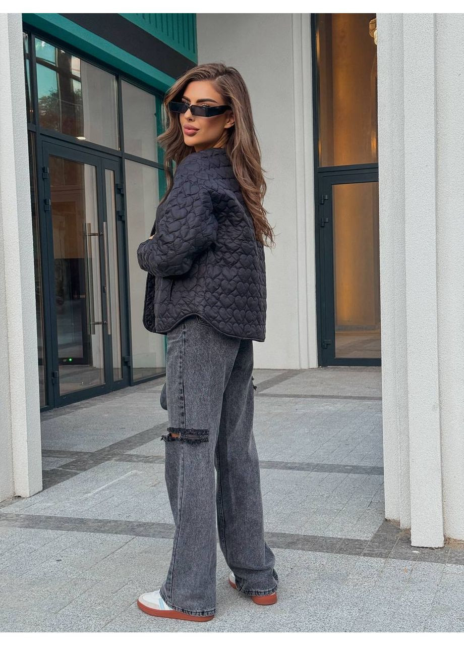 Черная демисезонная легкая женская куртка черного цвета 34726 Fashion