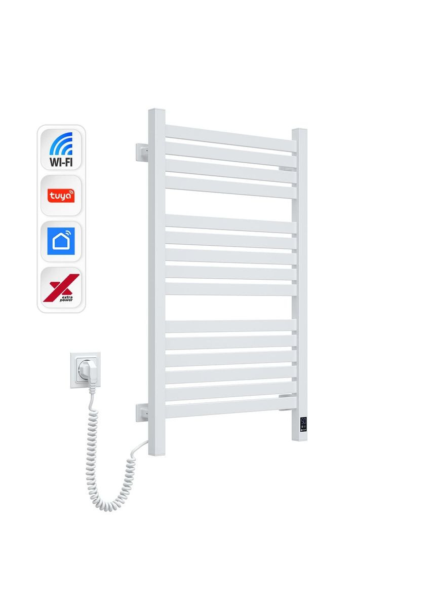 Рушникосушка електрична Авангард Х, 800х480х71мм, Wi-Fi, сталь, білий, ліве підключення Navin (370620925)
