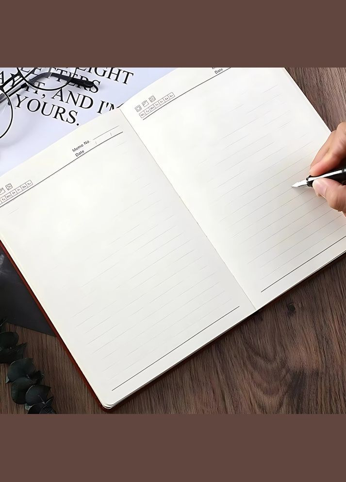 Щоденник, планер блокнот з ручкою, 100 аркушів, формат А5, записник, планер в м'якій обкладинці, коричневий No Brand (369802881)