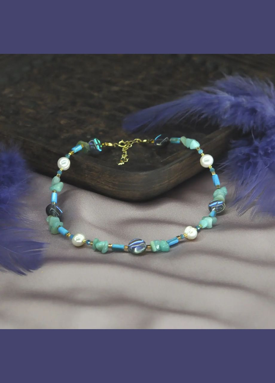 Чокер Опал, Перламутр, Апатит, Амазонит, Жемчуг гипоалерген.фур-ра цвета золото d-11мм L-36-41см No Brand жемчуг (пресноводный), амазонит, перламутр, опал латунь золото (303140306)