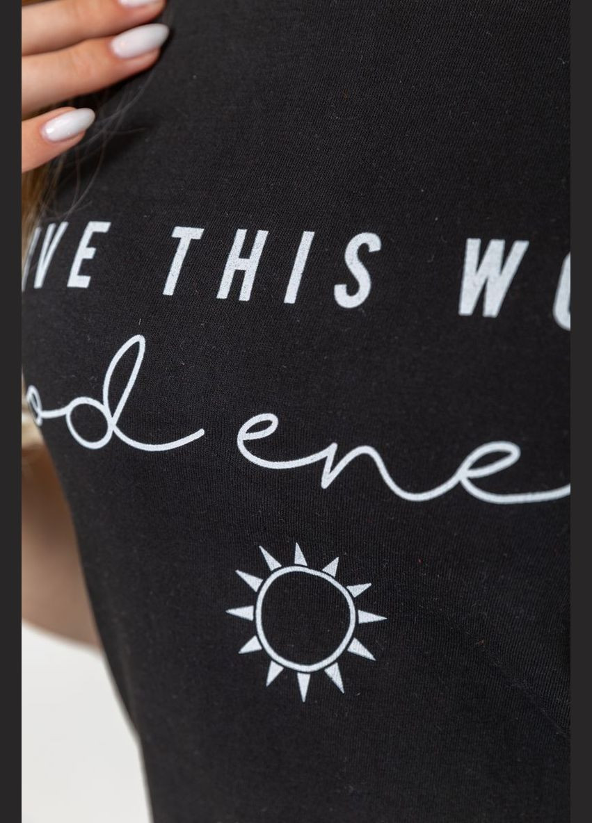 Футболка жіноча з принтом, колір чорний, Ager - (279537597)