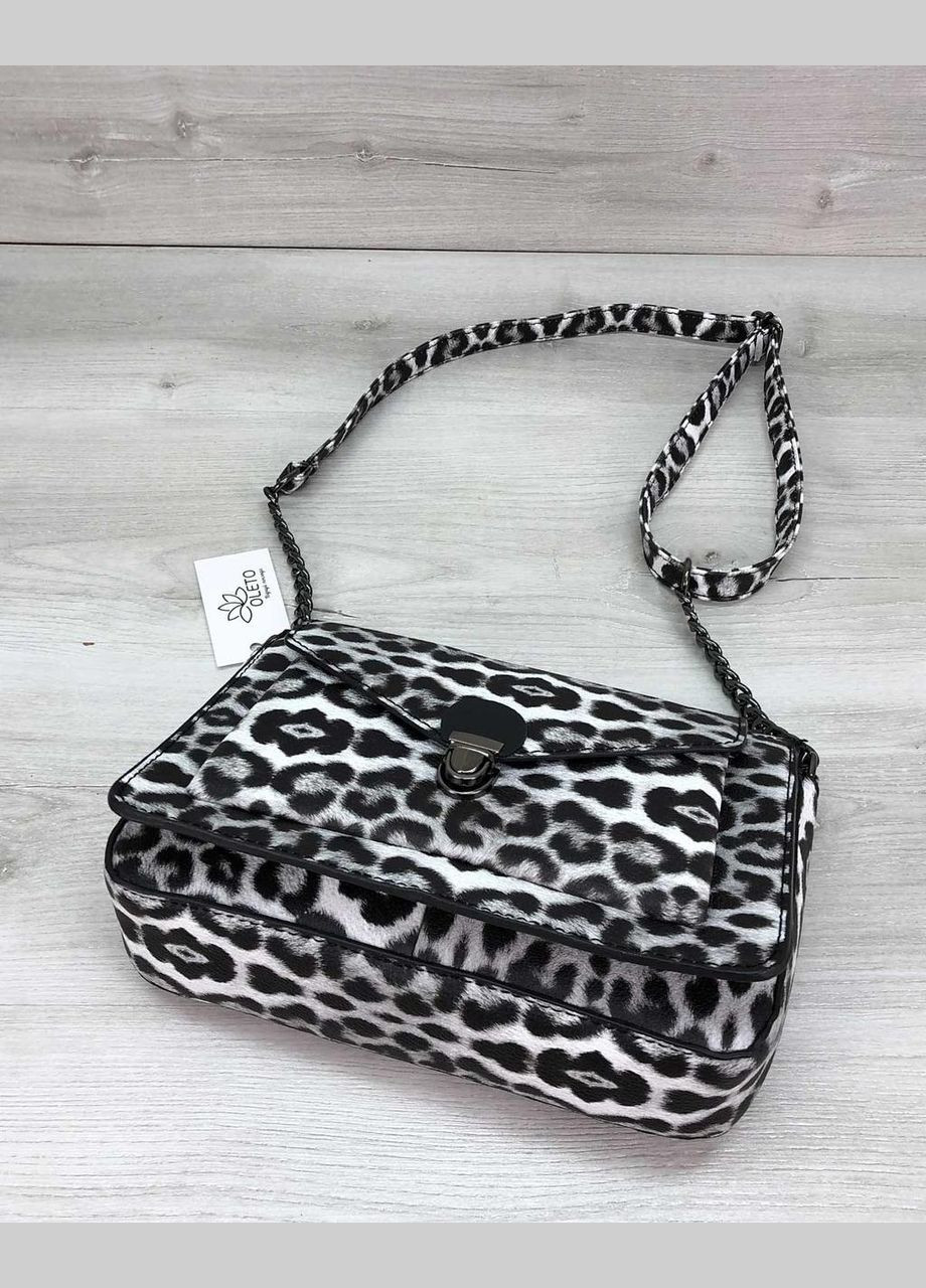 Женская кожаная сумка через плечо с леопардовым принтом «Rika» черно-белая WeLassie (298567366)
