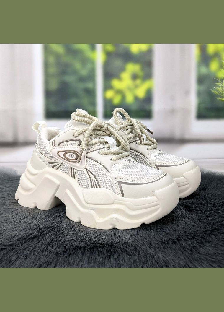 Молочні осінні кросівки дитячі для дівчинки на платформі Jong Golf