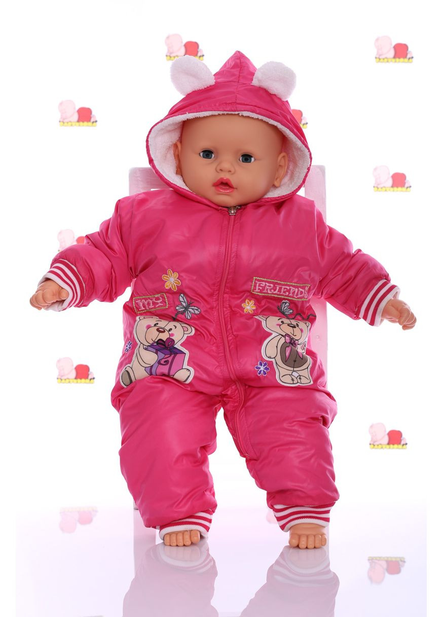 Чоловічок для дівчинки на махрі ведмедика рожевий 68 см (26248) BABYKROHA (297197834)