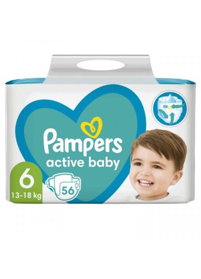 Підгузок Active Baby Giant Розмір 6 (1318 кг) 56 шт (8001090950130) Pampers active baby giant розмір 6 (13-18 кг) 56 шт (268147667)