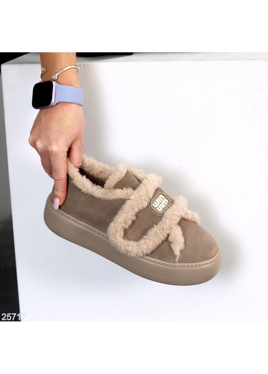 No Brand Зимние лоферы бежевый з натуральная замша, — зима (368375858)