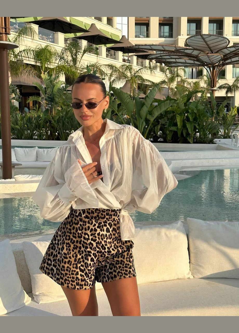 Якісні леопардові шорти з турецької тканини: джинс, красиві трендові шорти на високій посадці No Brand 324 (296948995)