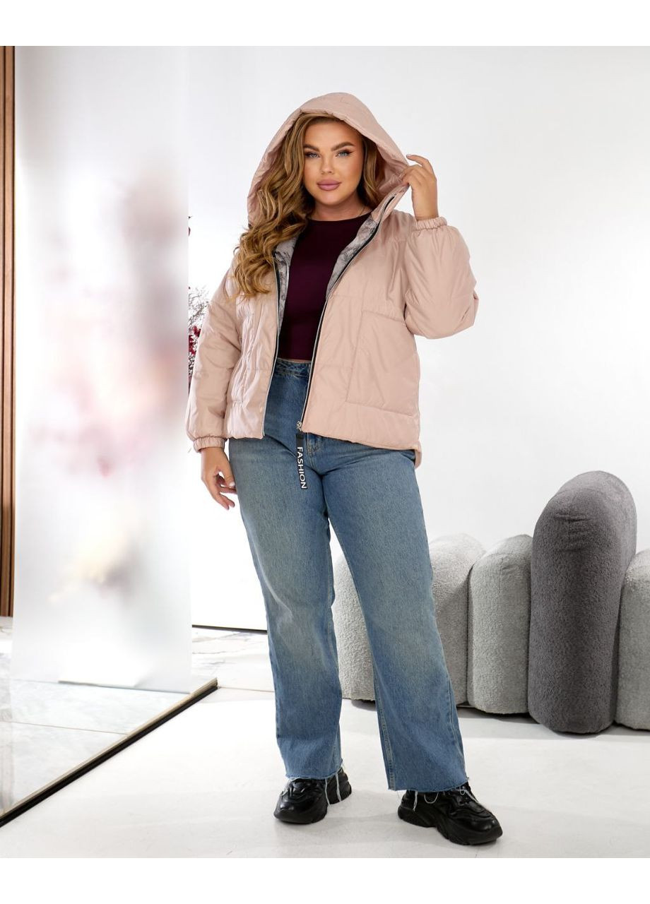 Персиковая демисезонная женская весенняя куртка из плащевки — замеры в описании куртка-пальто Vione