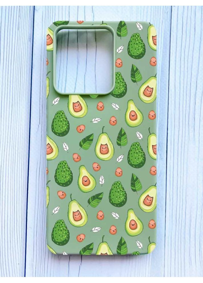 Матовий оливковий чохол на Xiaomi Redmi Note 13 Pro 5G Авокадо з котиками (принт 301) Creative (355406297)