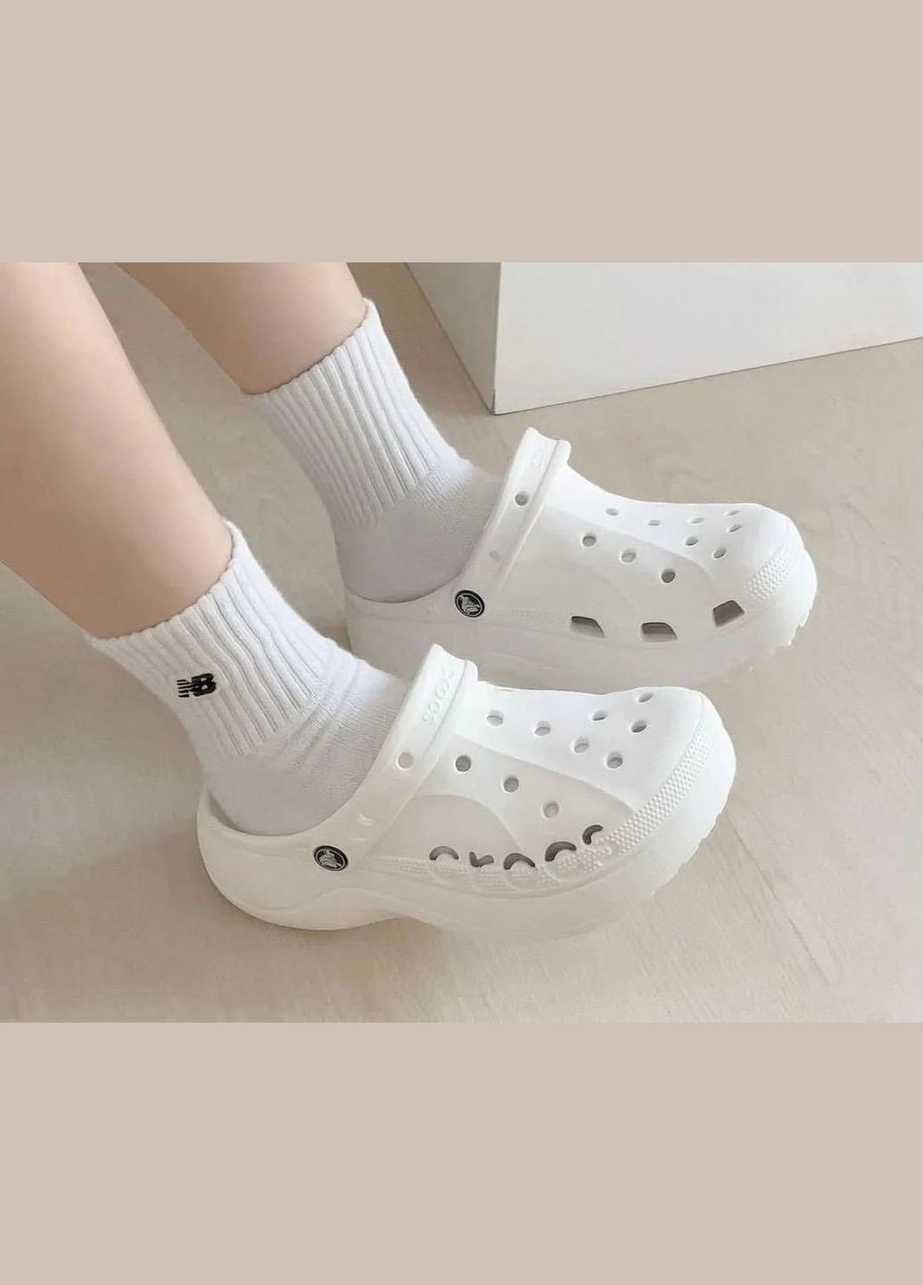 Белые clog крокс платформа бая клог Crocs