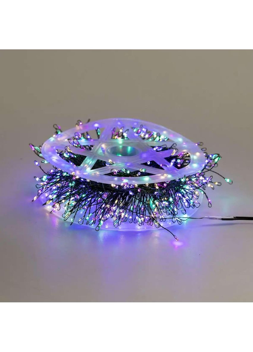 Гірлянда роса мішура 30 метрів хвойна лапа 640 led світлодіодів зелений дріт мультиколор D1750ML Garlando (366963626)