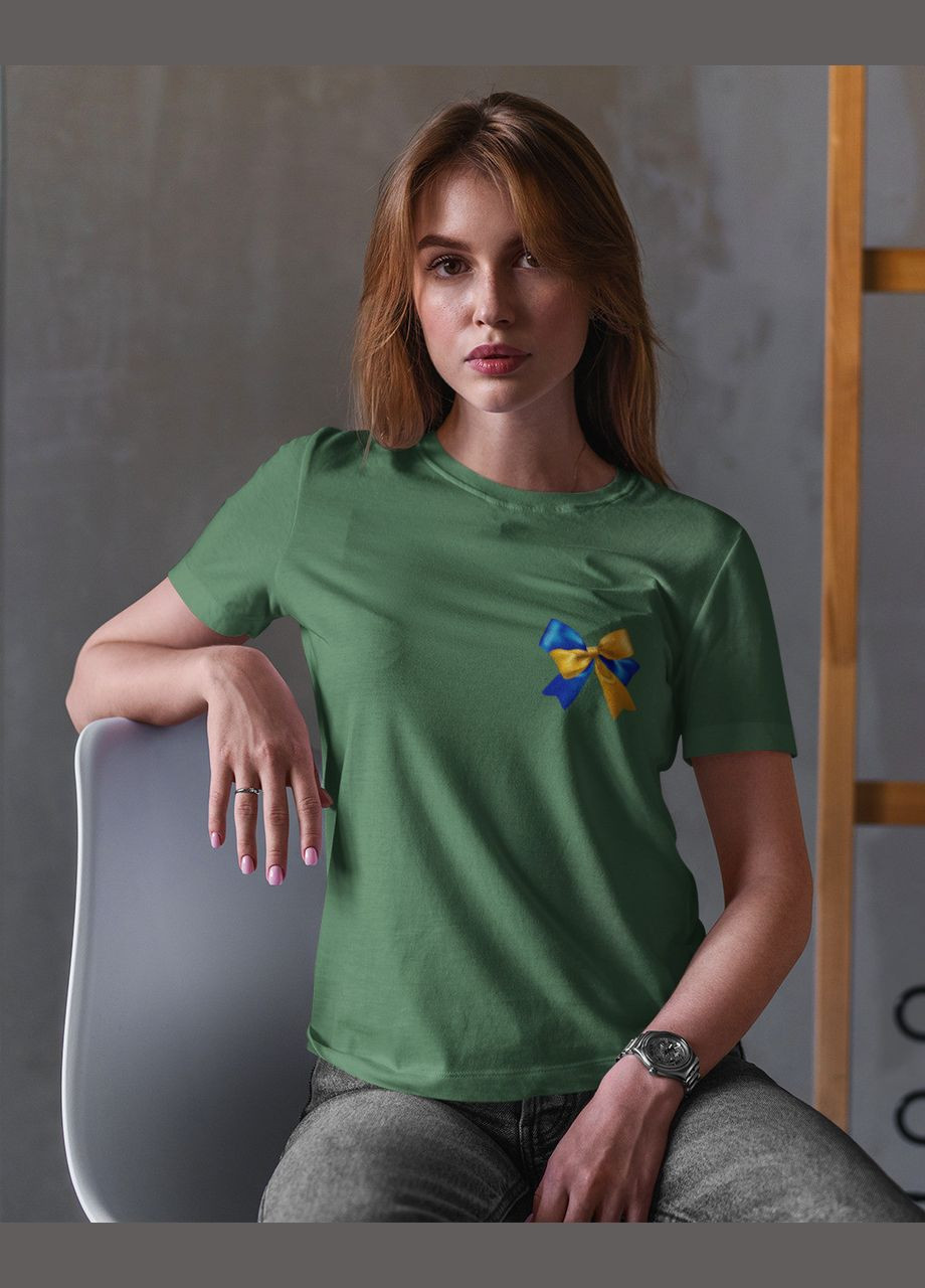 Хаки (оливковая) летняя футболка женская с украинской символикой хаки 44 Mishe 200040010