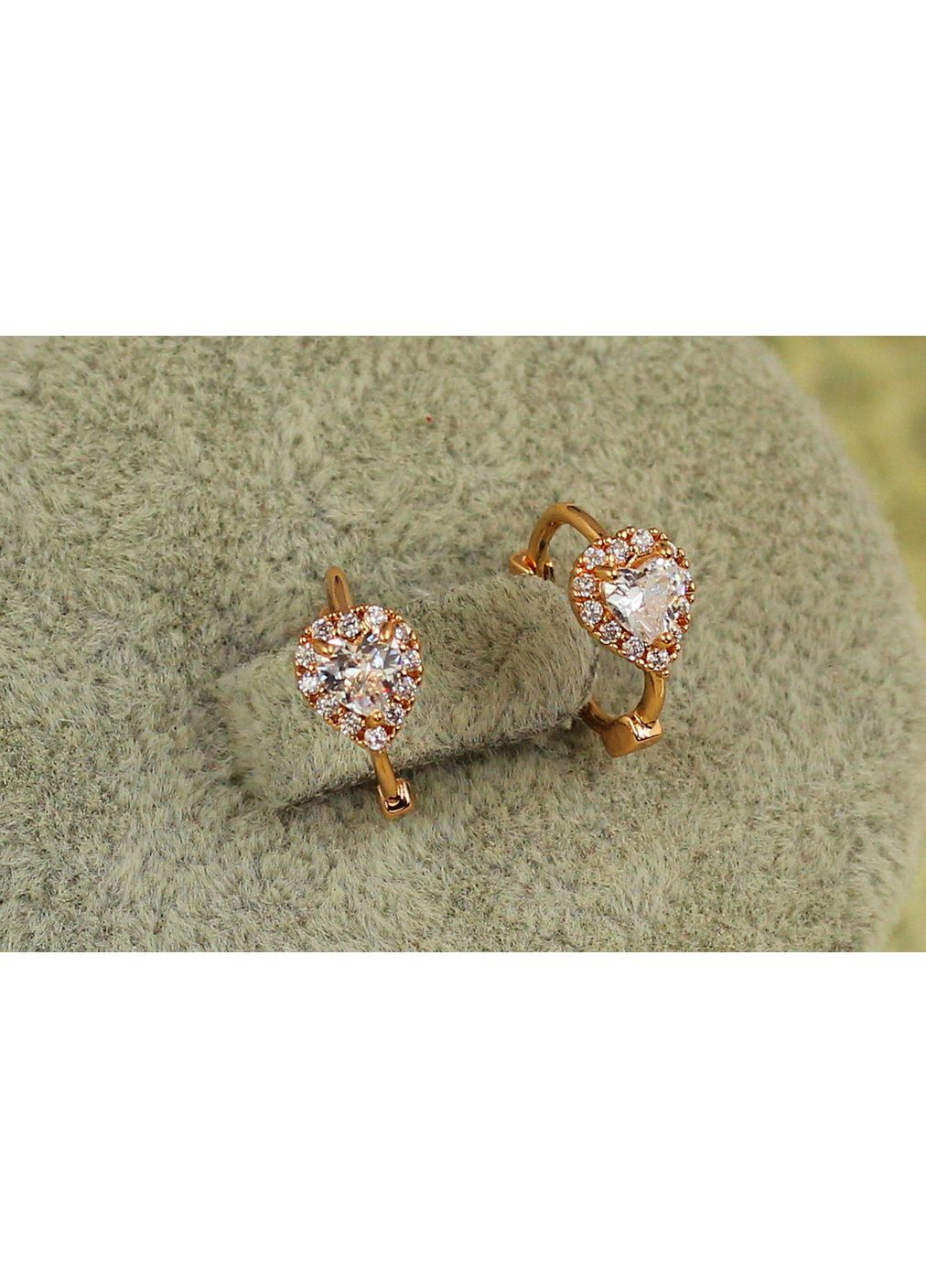 Сережки дитячі сердечко в обідку 1,2 см золотисті love-shopping Xuping Jewelry (354663027)