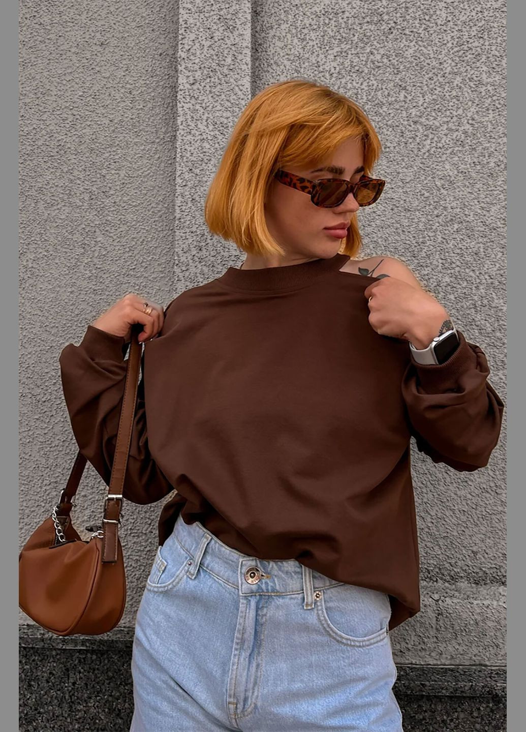 Коричневий світшот жіночий - choco, коричневий Reload однотонний (302979488)