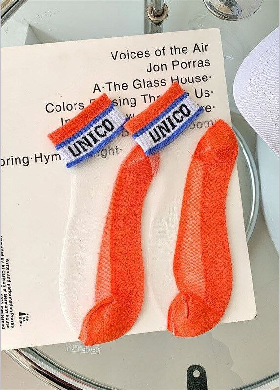 Набор короткие летние женские носочки с прозрачной сеточкой разноцветные Unico (293820250)