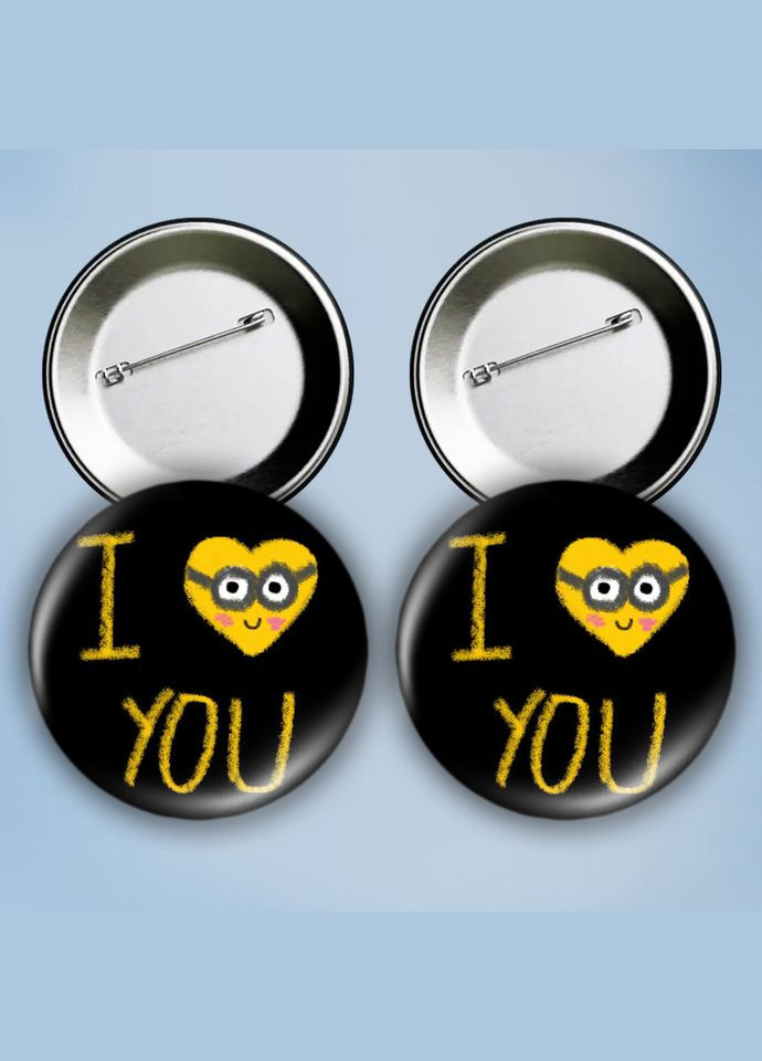 Значки на булавці набір 2 шт I love you #4 металеві на шпильці 56 мм No Brand (303108185)