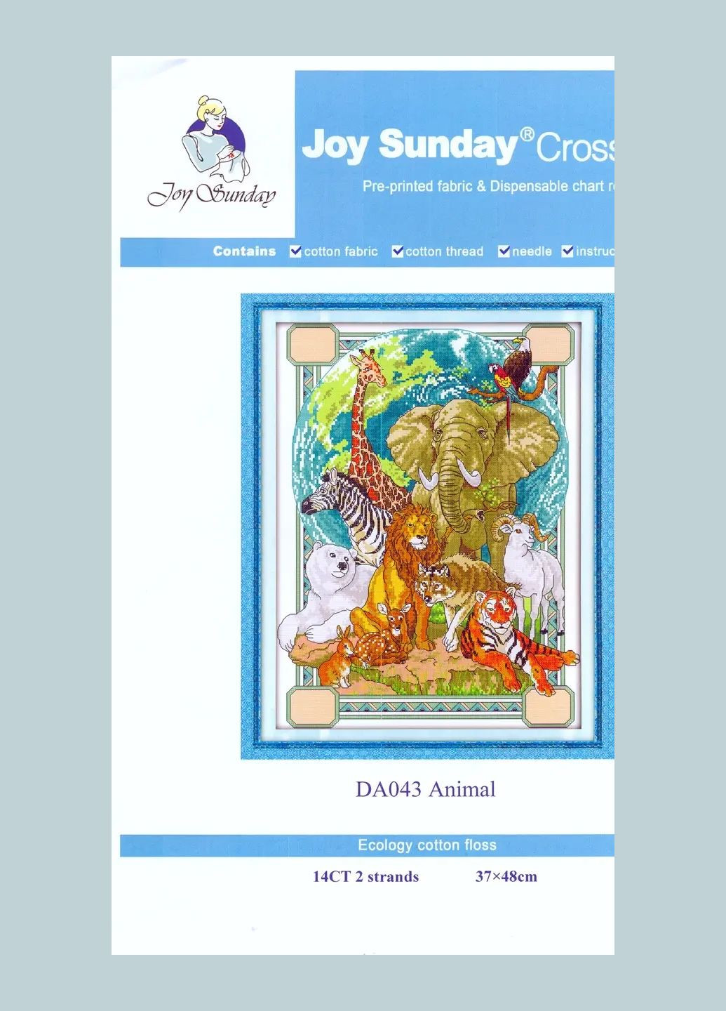Набор для вышивания по нанесённой на канву схеме "Animal".AIDA 14CT printed, 37*48 см Joy Sunday (313614414)