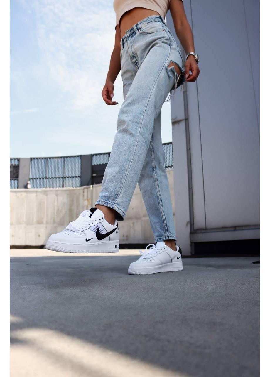 КРОССОВКИ ЖЕНСКИЕ NIKE AIR FORCE 107LV8 ULTRA WHITE BLACK 1 НАЙК АИР ФОРС 1 ПРЕМИУМ No Brand чёрные демисезоны (368858143)