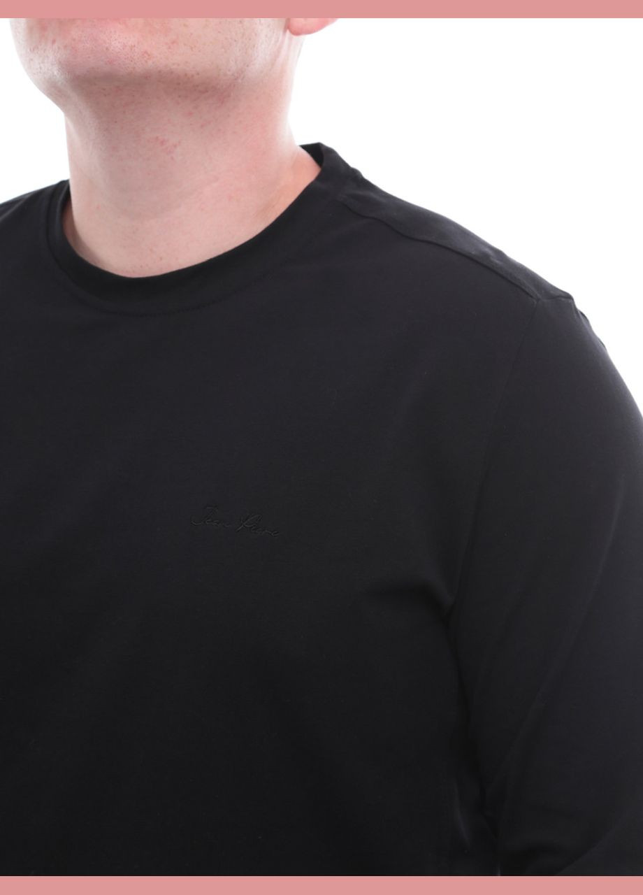 Черный демисезонный повседневный лонгслив Jean Piere однотонный