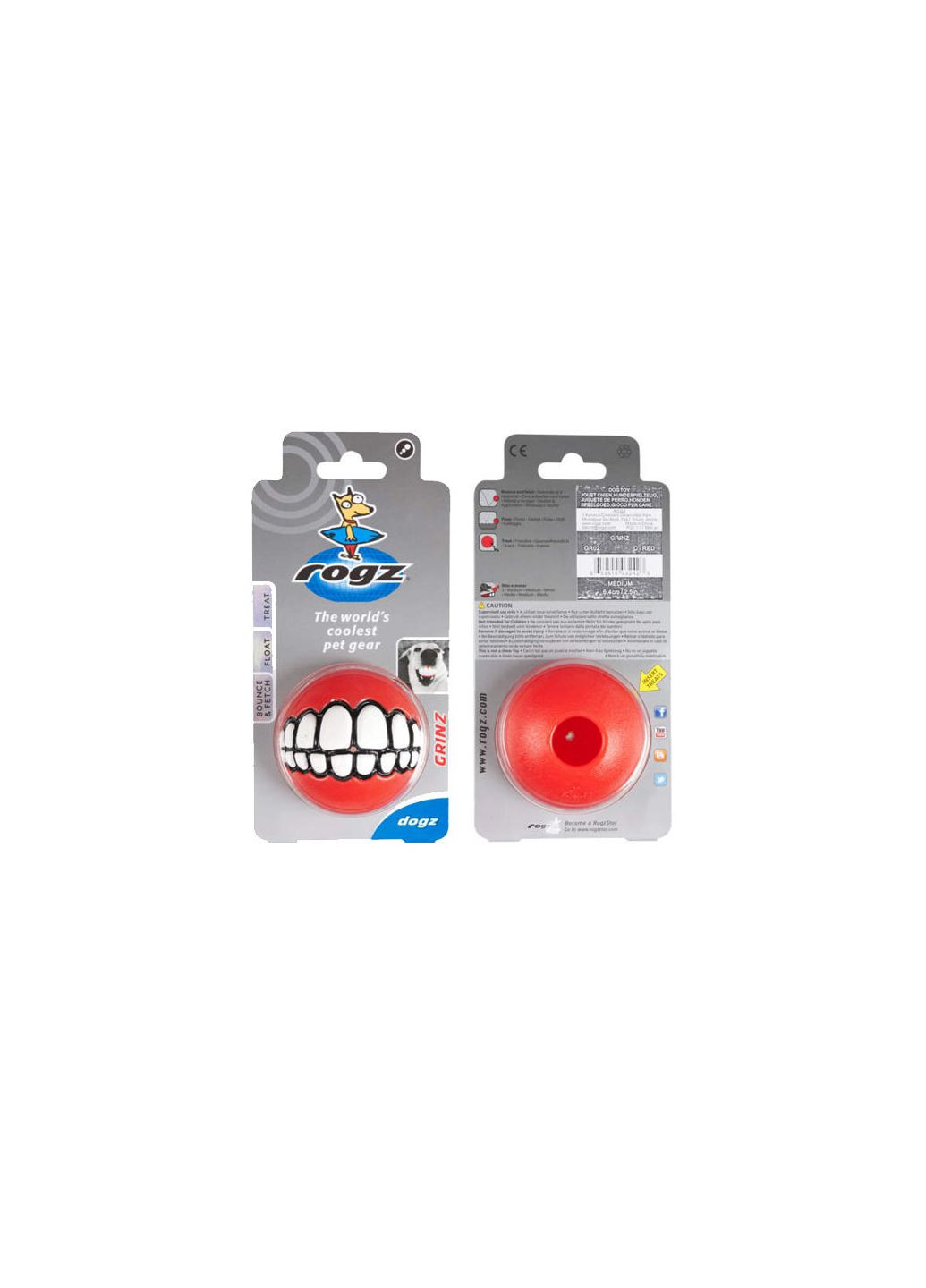 Игрушка для собак Grinz красный S 4174602 ROGZ (269341787)