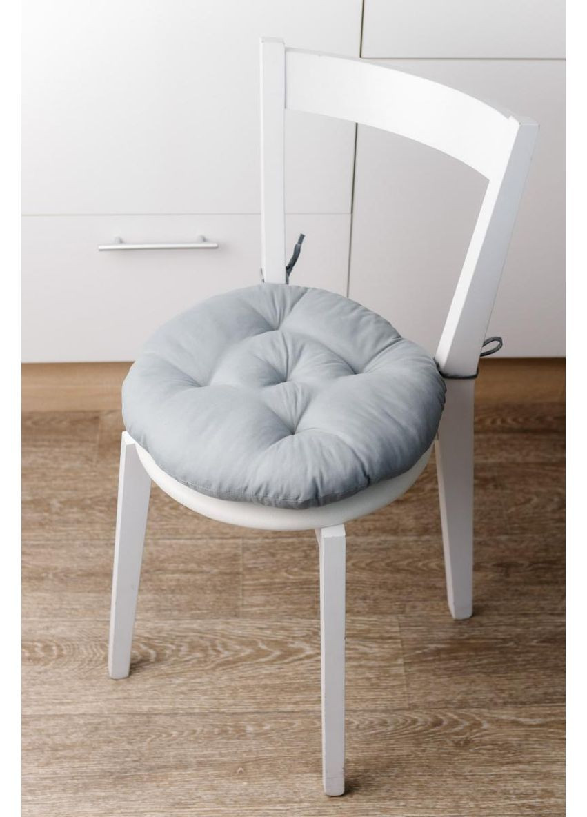 Кругла подушка на стілець Фібра 40 см Сірий Прованс (372806214)