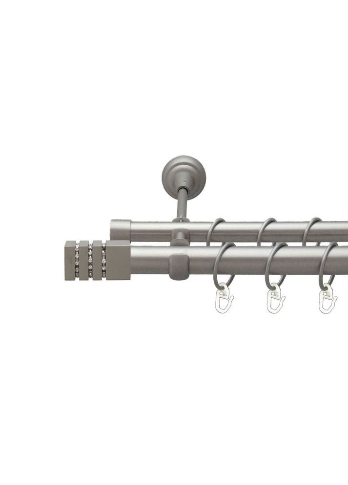 Карниз Ацтека металлический двухрядный открытый гладкая труба Сатин 25\19 мм 300 см (00-00011070) ORVIT (300282495)