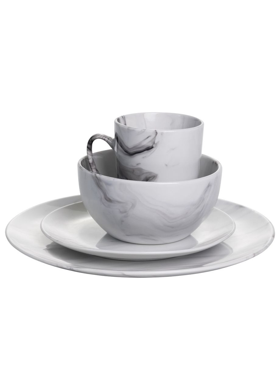 Столовий набір посуду тарілок і чашок 24 предметів на 6 персон Marmor порцеляновий MD-24-2G Yiwu (369446714)