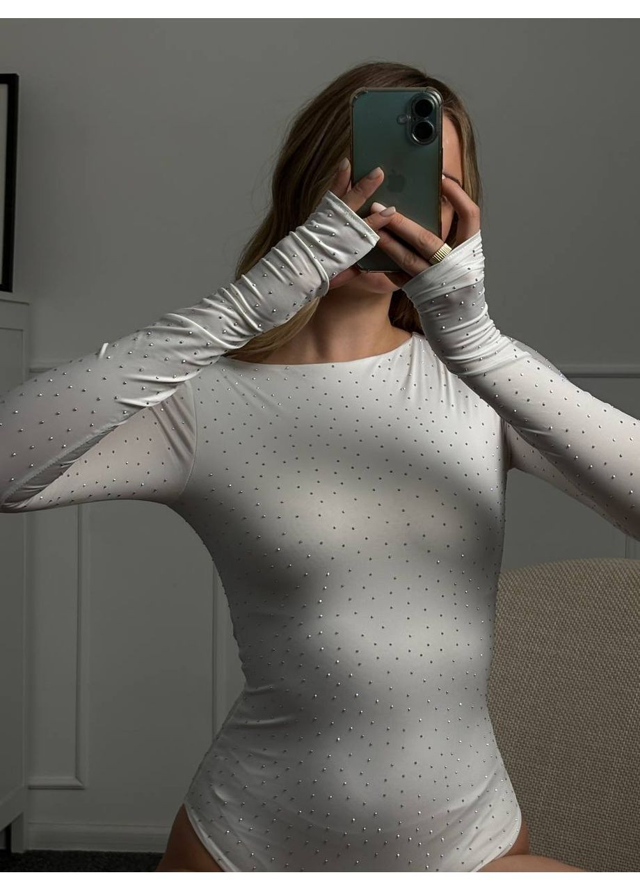 Жіноче топ-боді з довгим рукавом та зі стразами MonCher (368634189)