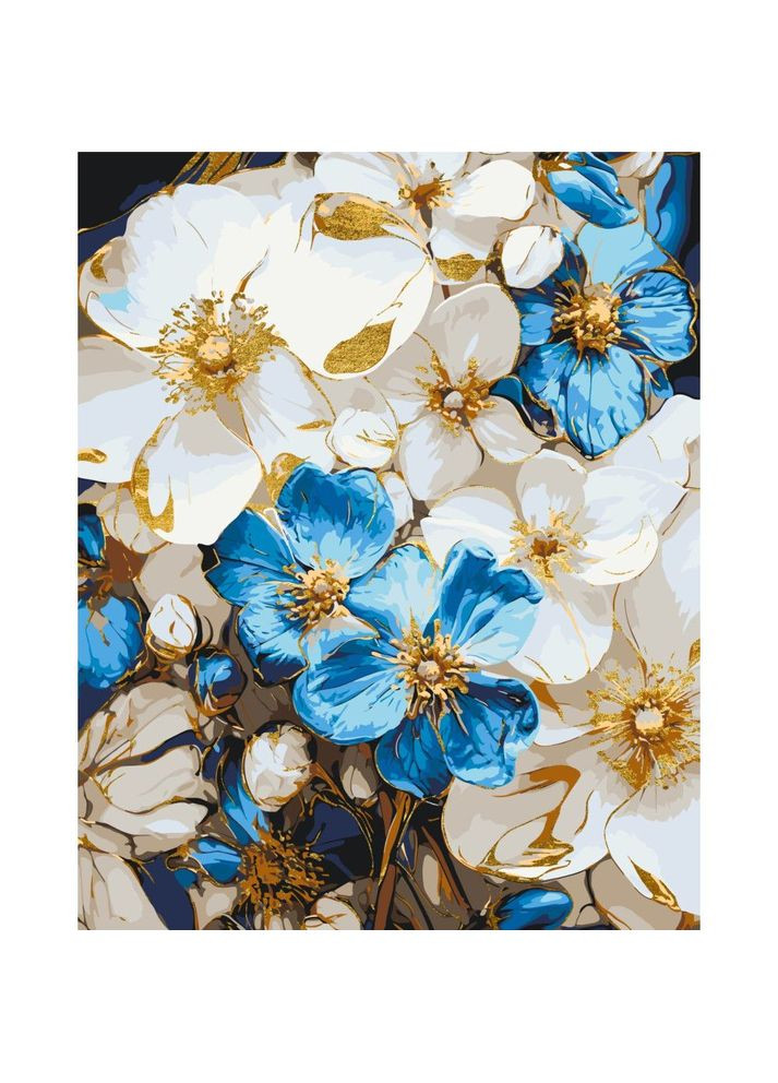 Картина по номерам с красками металлик "Бело-голубые цветы" 50x60 см MIC (292559256)