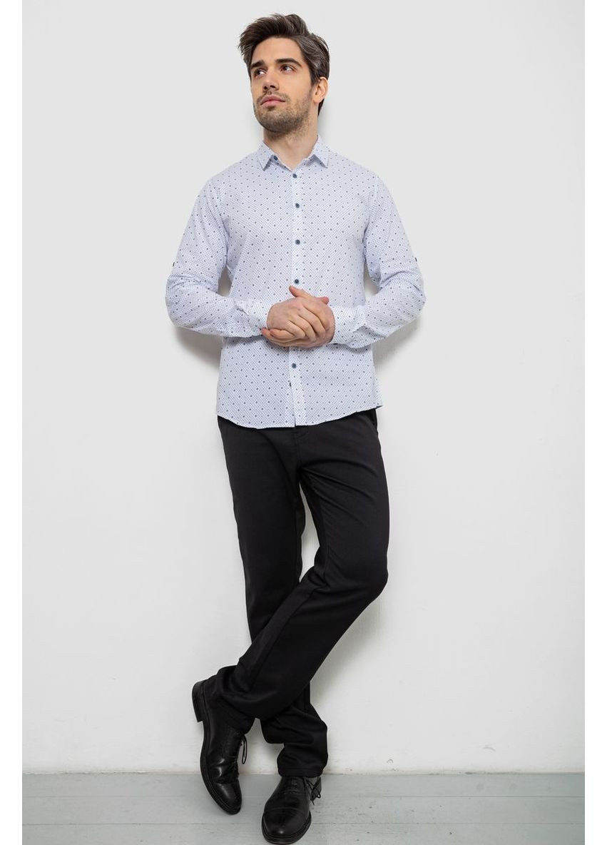 Сорочка чоловіча однотонна з принтом, колір білий, 186R6918-2 Ager (373031797)