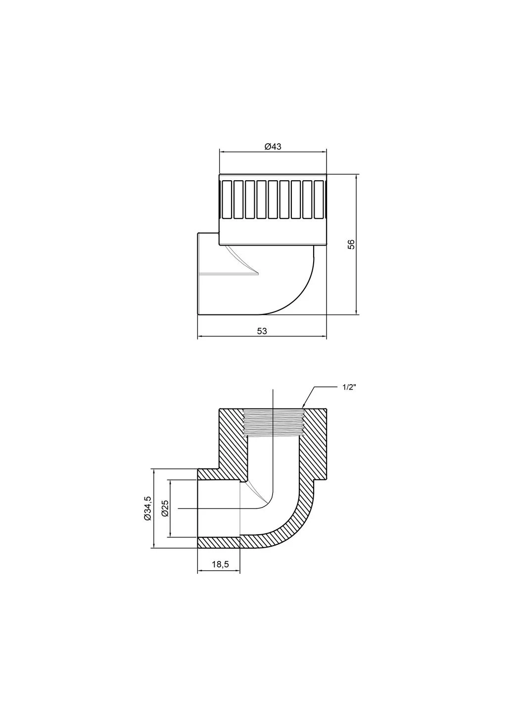 Кутник PPR 25х1/2" ВР Thermo Alliance (400361157)