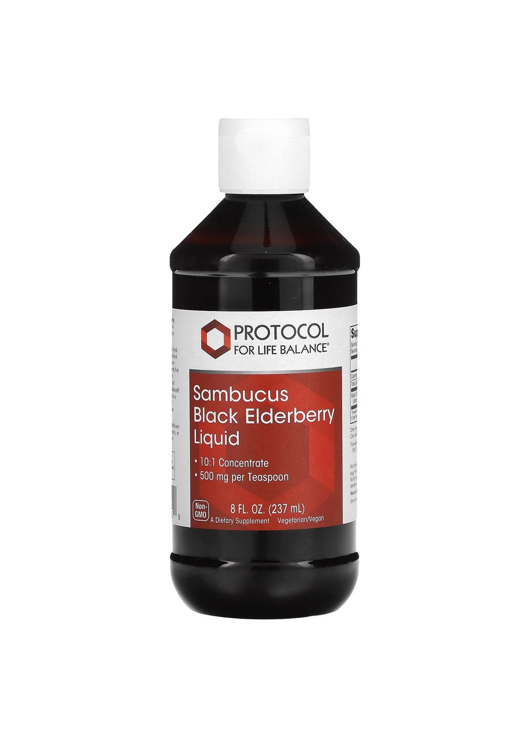 Черная бузина, Sambucus Black Elderberry Liquid,, жидкий концентрат, веган, 500 мг, 237 мл Protocol for Life Balance (351383071)