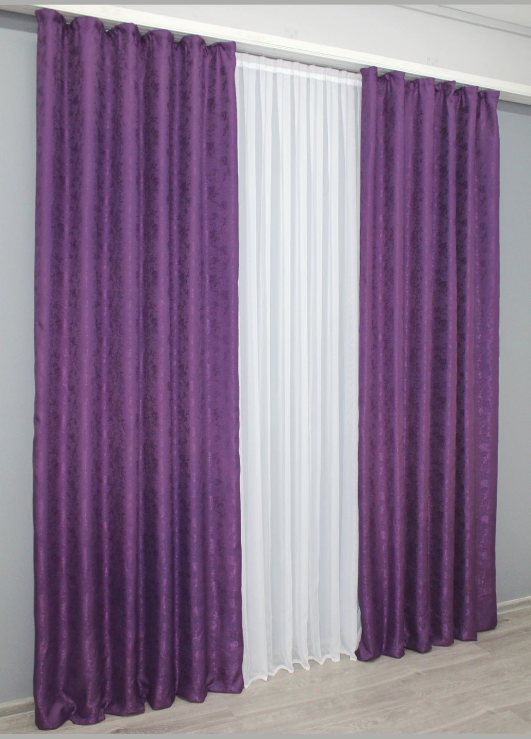 Комплект штор жакард колекція "Мармур Al1" колір фіолетовий 1301ш VR-Textil (317461228)