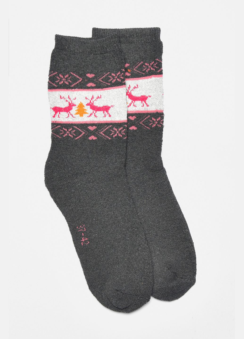 Сірі шкарпетки жіночі махрові сірого кольору Let's Shop малюнки (307355713)