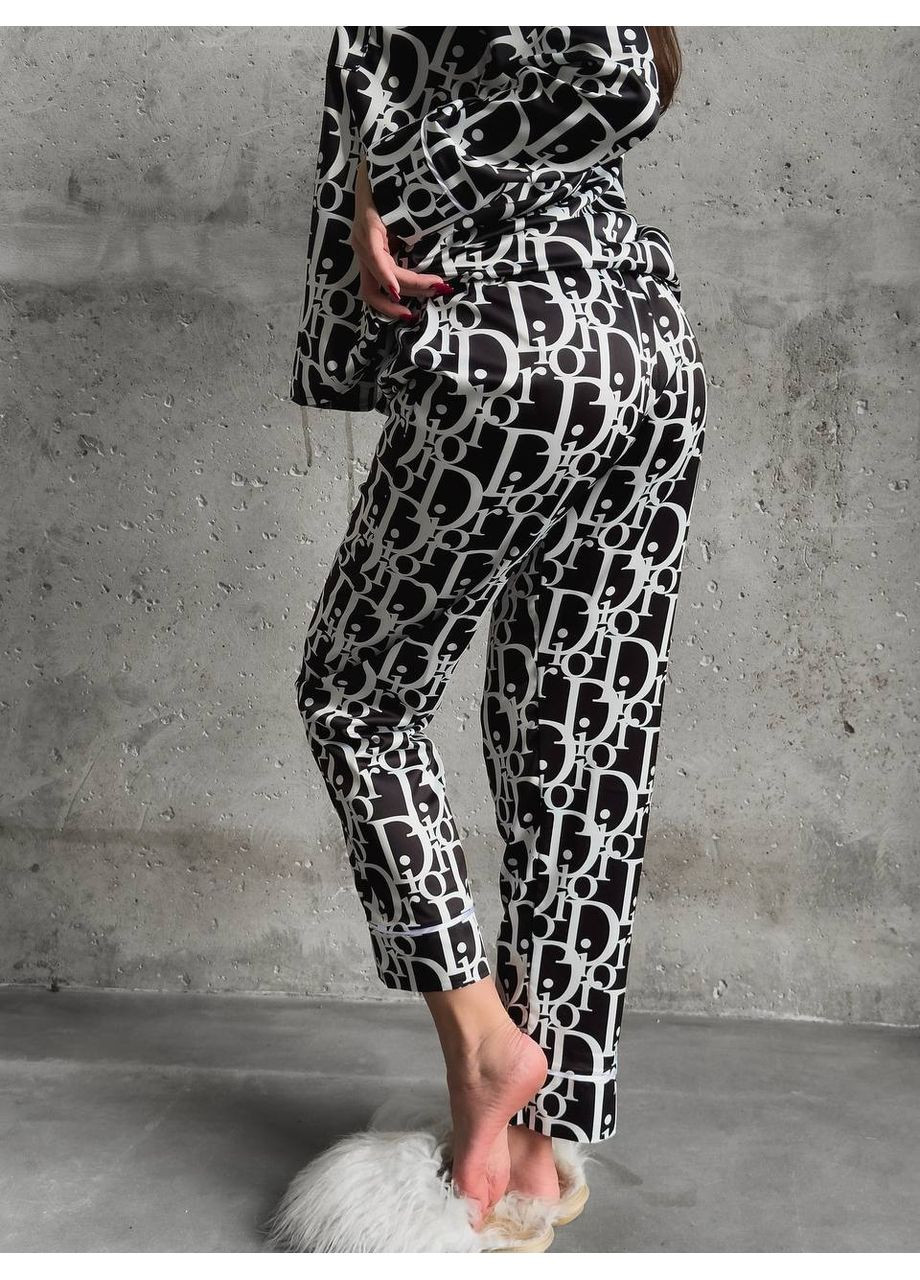 Черная всесезон женская пижама | черная рубашка + брюки Vital-Textile 1000