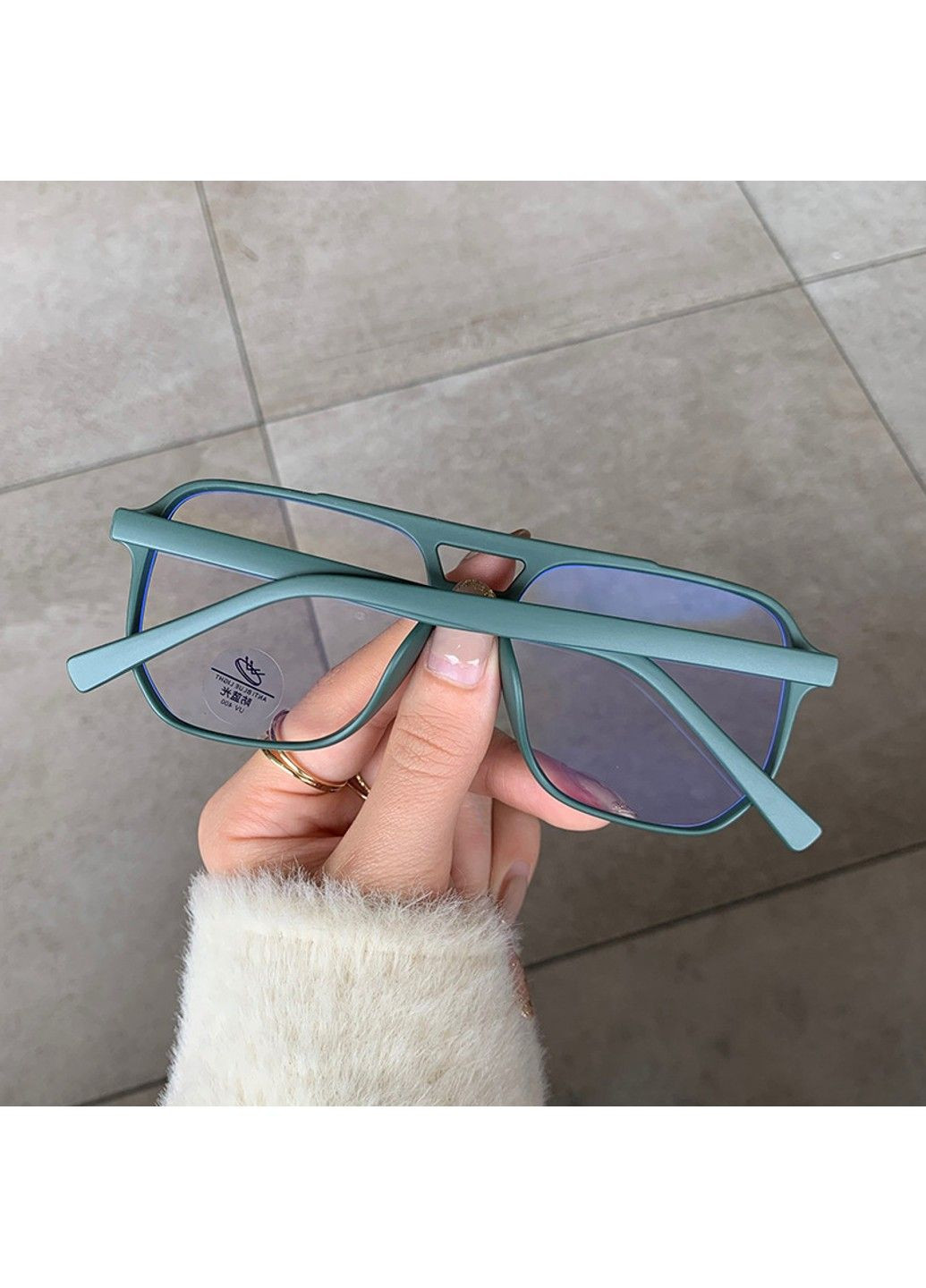 Сонцезахисні окуляри авіатор Pilot іміджеві прозорі матові зелені No Brand (314818483)