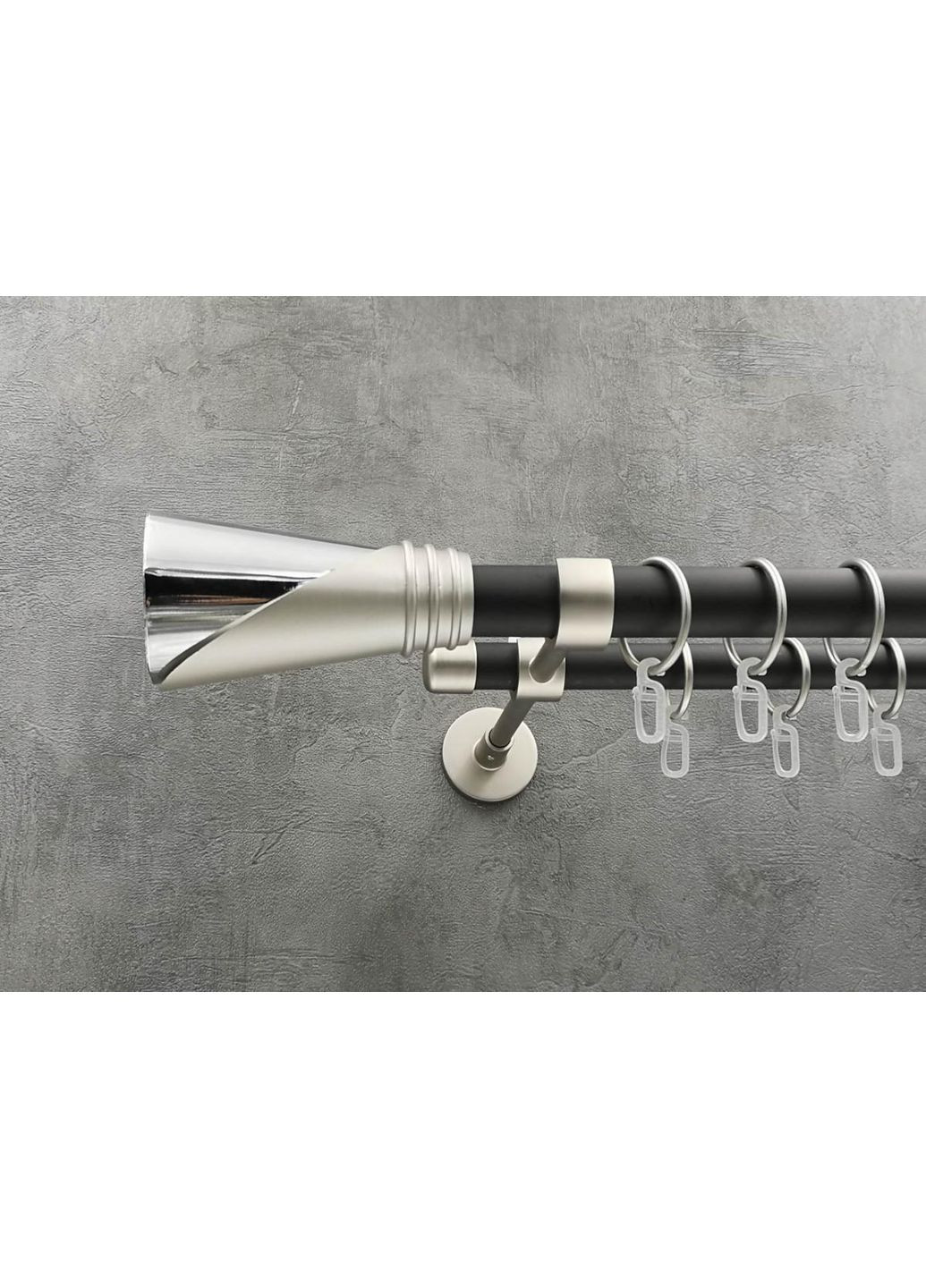 Карниз Дункан гладка штанга подвійний модерн 25/19 мм 400 см Сатин/Чорний матовий Quadrum (352782507)