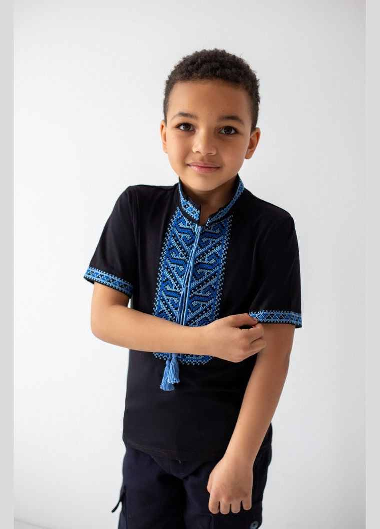 Чёрная вышиванка для мальчиков 04-2589-83в 116 см черный Авекстекс (331623006)