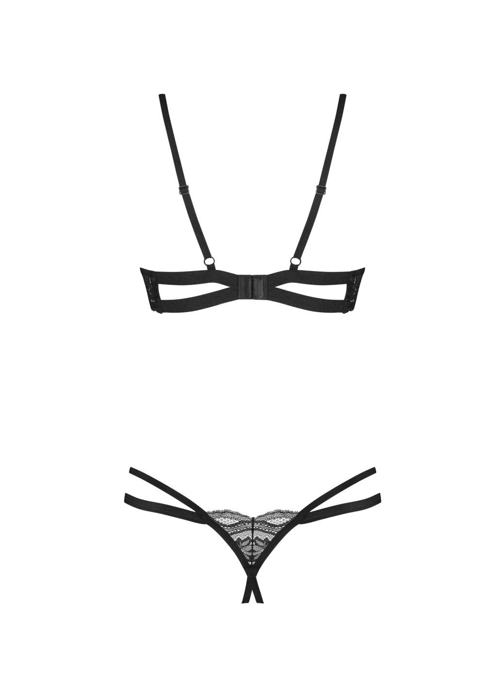 Черный демисезонный комплект nutris 2-pcs crotchless set Obsessive