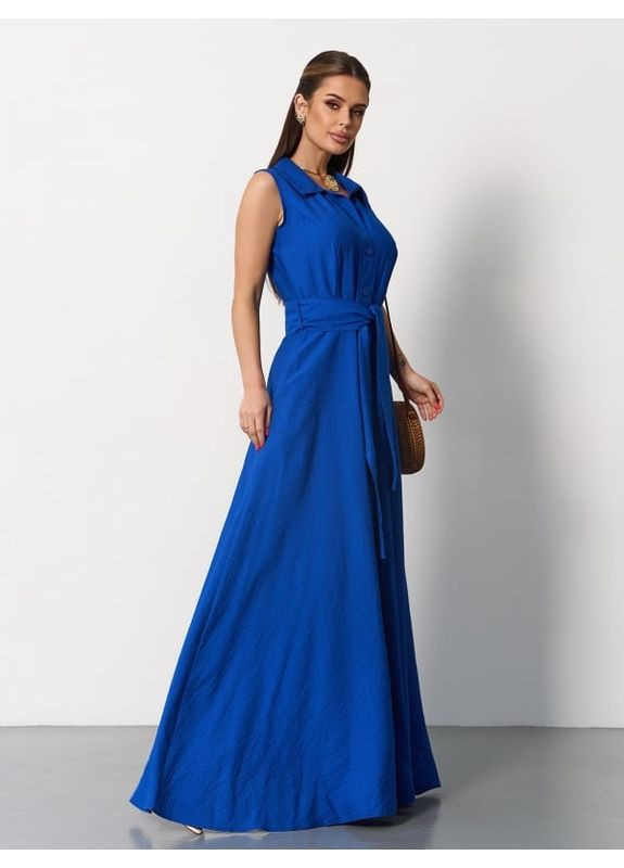 Комбинированное платье 15166 электрик ISSA PLUS однотонное