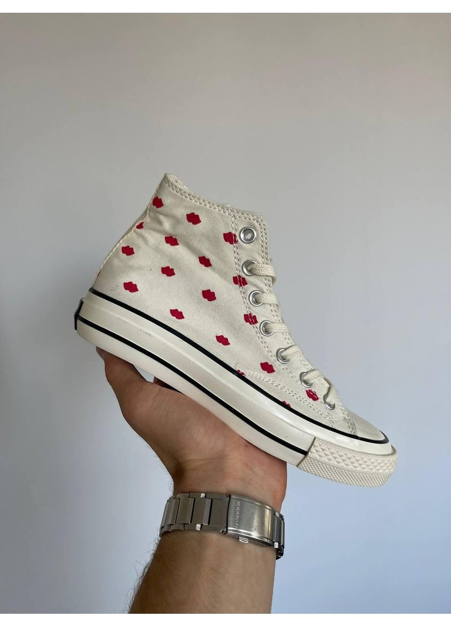 КЕДЫ ЖЕНСКИЕ CONVERSE CHUCK 70 EMBROIDERED LIPS WHITE КОНВЕРС No Brand белые демисезоны (368870191)