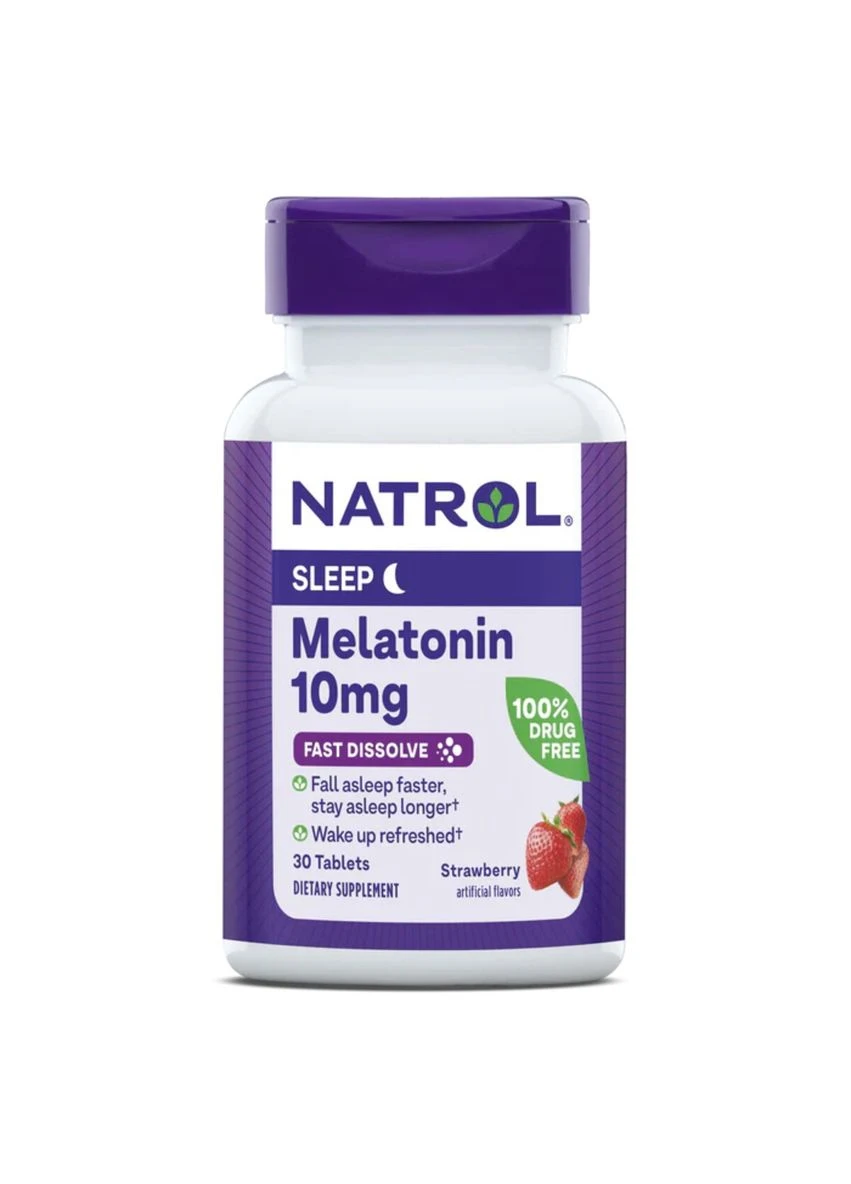 Мелатонін швидкорозчинний, 10 мг, смак полуниці, Melatonin, Fast Dissolve,, 30 таблеток Natrol (315146080)