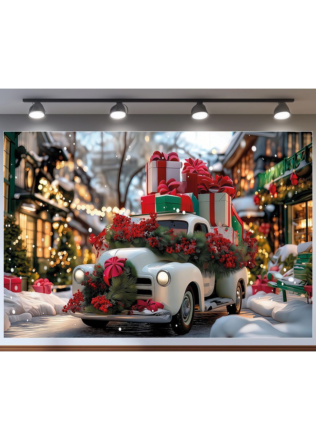 Фотозона Святковий ретро-автомобіль і ялинки – №46610 Vinylpex (369930060)