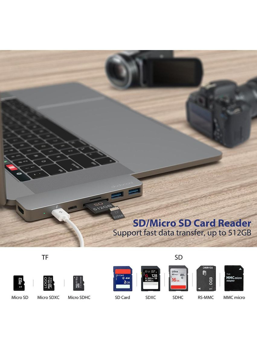 Многопортовый концентратор Type C для MacBook Pro No Brand (363320321)