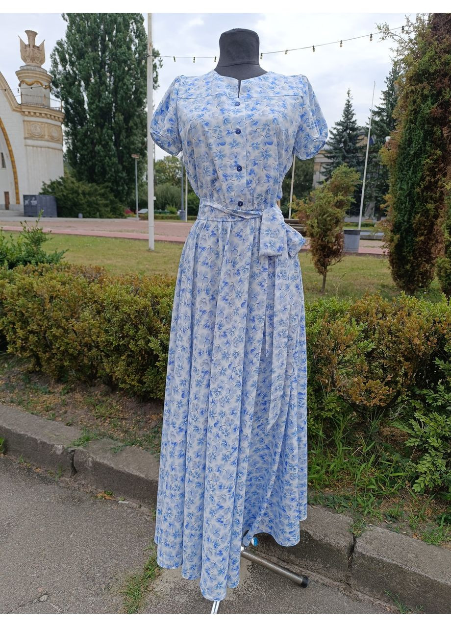 Голубое вечернее максиплатье из голубого софта 2 Льва