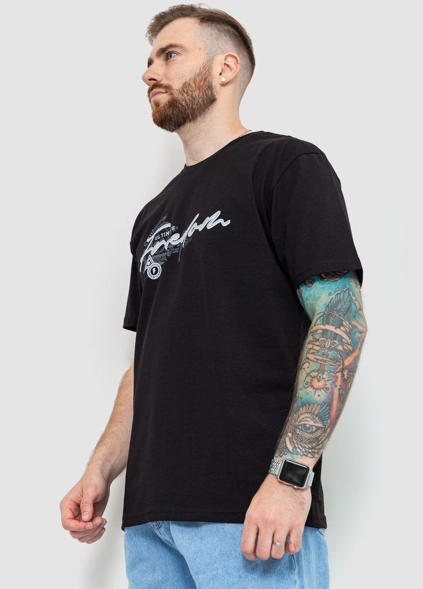 Черная футболка мужская батал 208r019 с длинным рукавом Ager