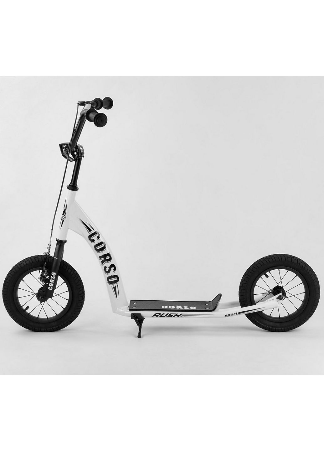 Самокат дитячий надувні колеса 12", ручне переднє гальмо 40х15х83-95 см Corso (289460256)