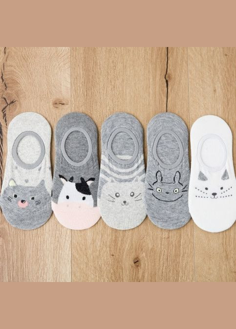 Серые комплект 5 пар носков носка honey fashion accessories 35-40р (1-31) рисунки (313453432)